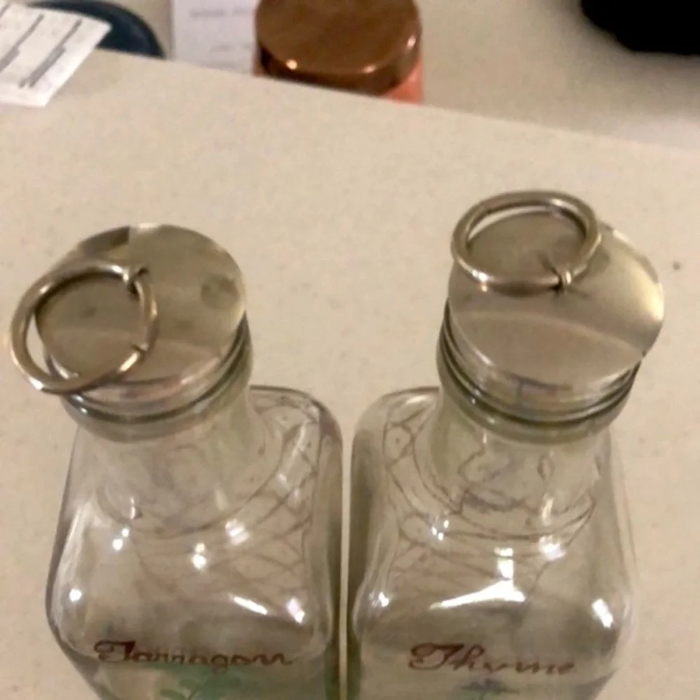Decorative Salad dressing, oil and vinegar bottles for kitchen